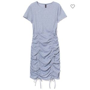 Heather Gray Drawstring Gathered Mini Dress